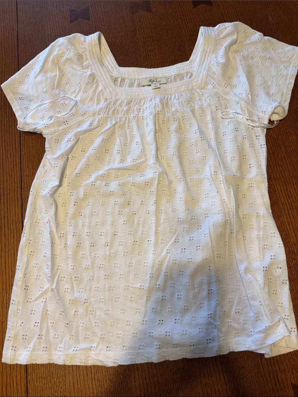 Style & Co. White Eyelet Square-Neck Blouse